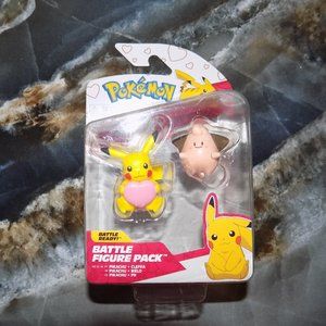 Pokemon PIKACHU & CLEFFA Battle Figure Pack VALENTINES DAY Set NEW 2024